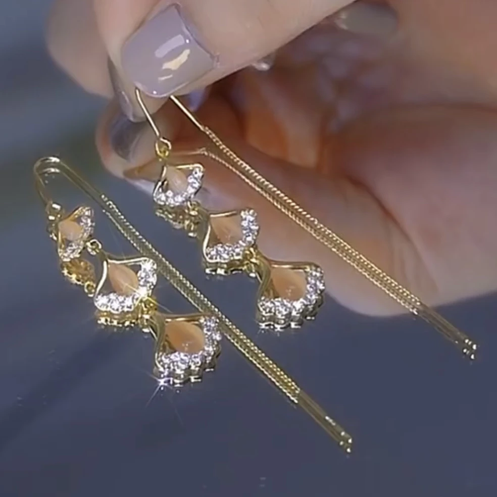 铜合金耳饰 新款轻奢【三生有幸】精致时尚百搭耳线0179