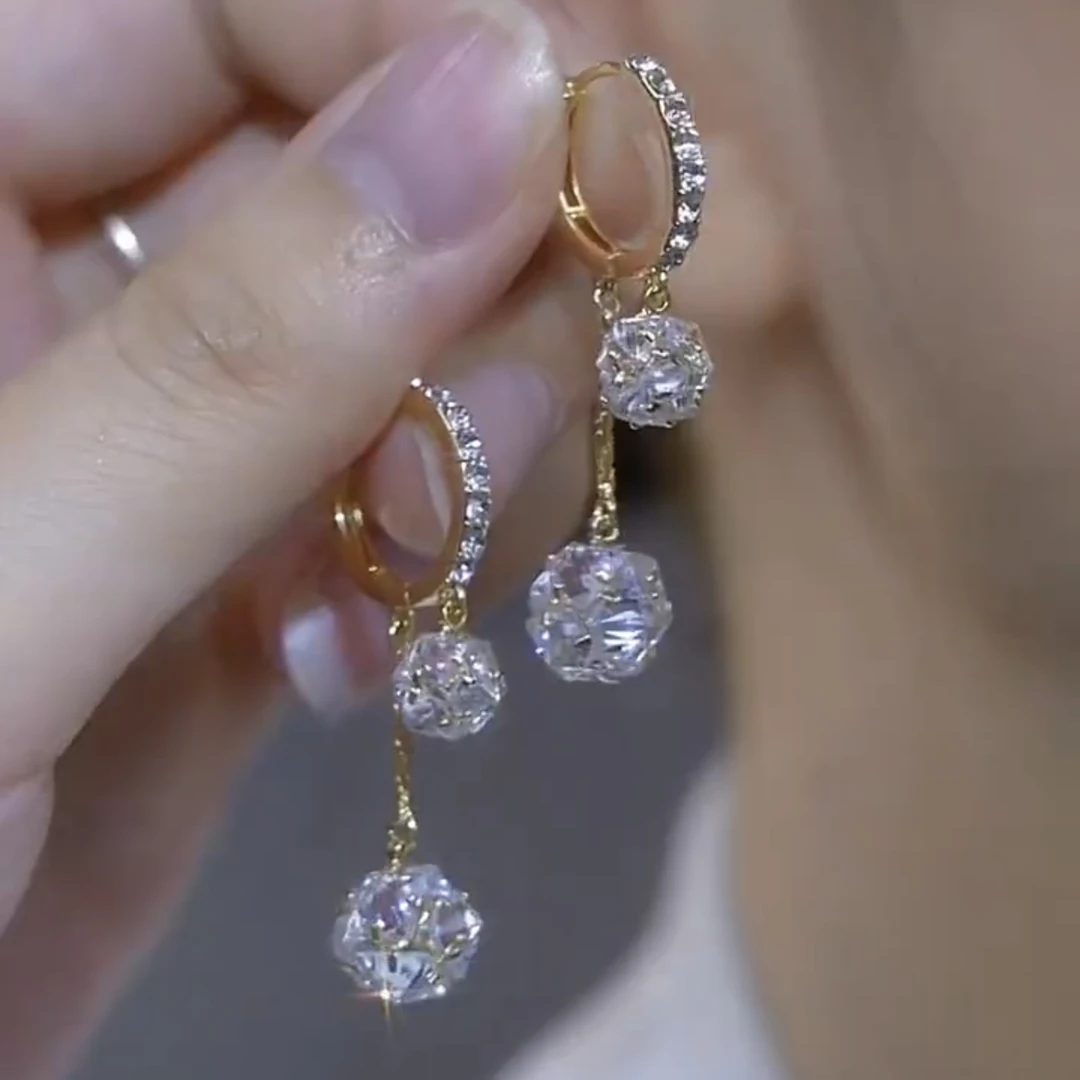 铜合金耳饰 时尚气质轻奢【似水年华】微镶满锆耳扣 041