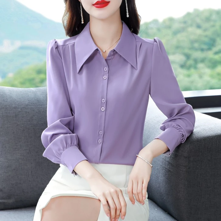 秋装新款雪纺衫宽松时尚气质显瘦小衫长袖女衬衫春秋洋气女士