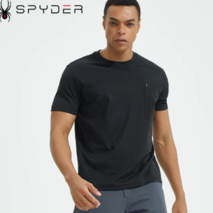 SPYDER蜘蛛T恤男户外透气圆领半袖休闲速干运动短袖22CS427M 白色