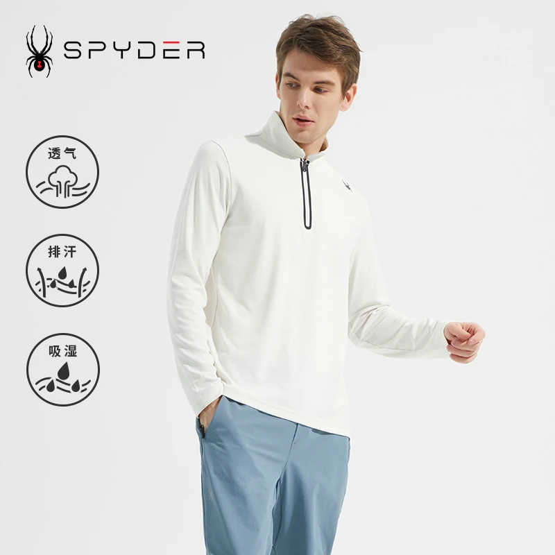 SPYDER蜘蛛男子拉链356 STYLE透气排汗运动户外POLO衫23CS401M
