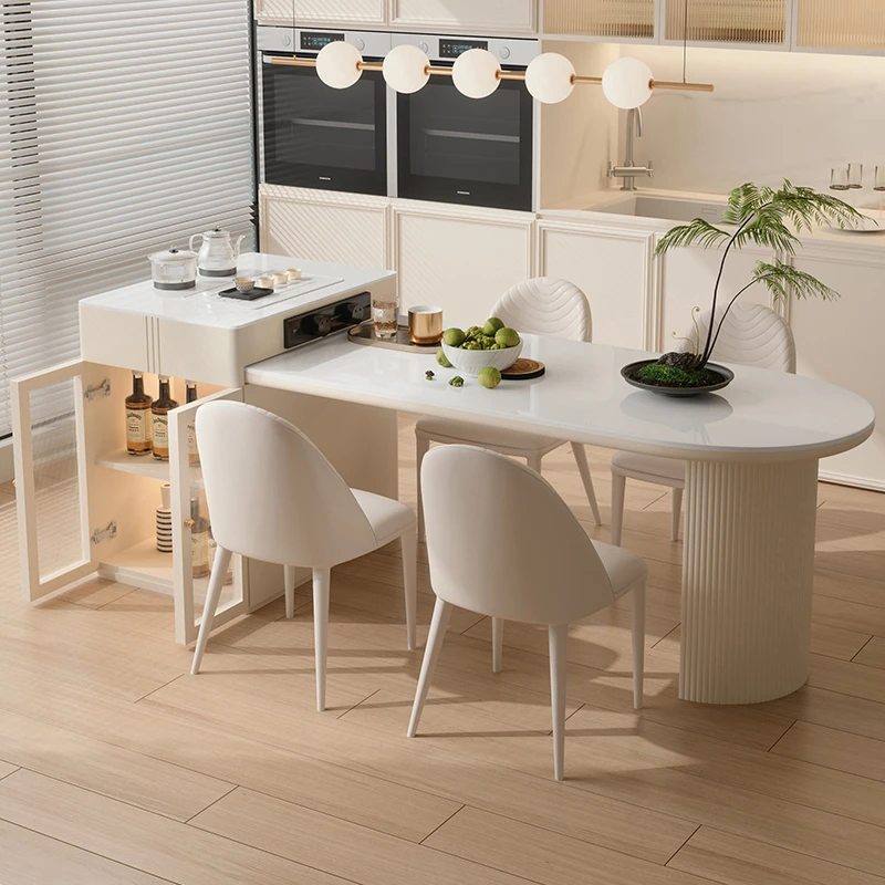 岛台餐桌家用伸缩岛台桌子多功能奶油风餐桌茶桌椅泡茶桌DSY-826