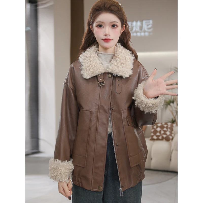 【风吹麦浪】夏梵尼2024冬新品拼接毛领时尚休闲鸭绒羽绒服外套