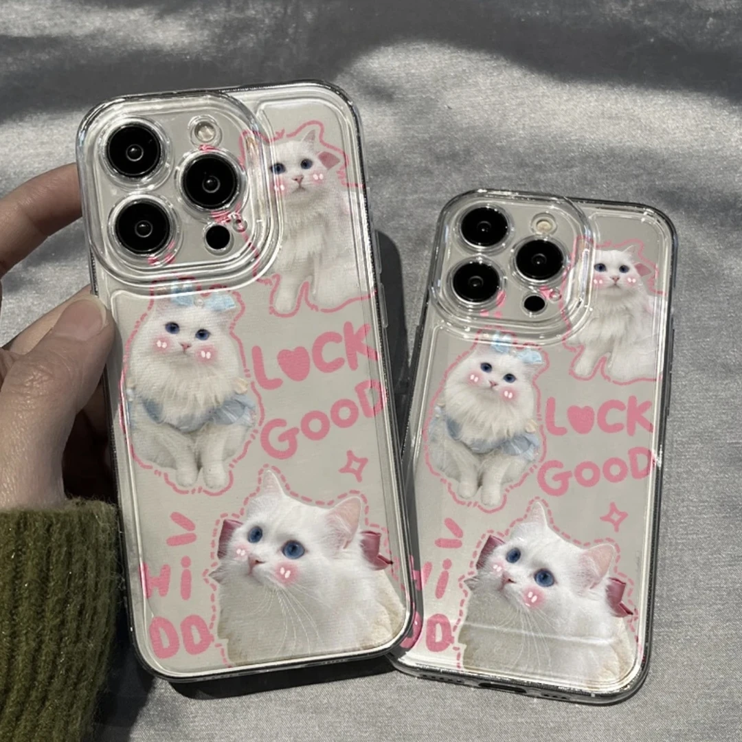 害羞猫猫iPhone14promax手机壳xs/xr软壳8plus卡通11防摔12pro女7