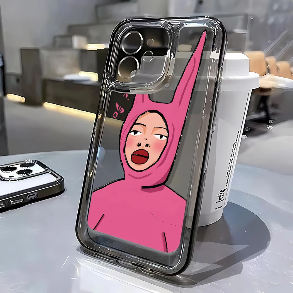 粉丑萌卡通女iPhone15/14promax苹果11手机壳13Pro/xsmax透明8p/x