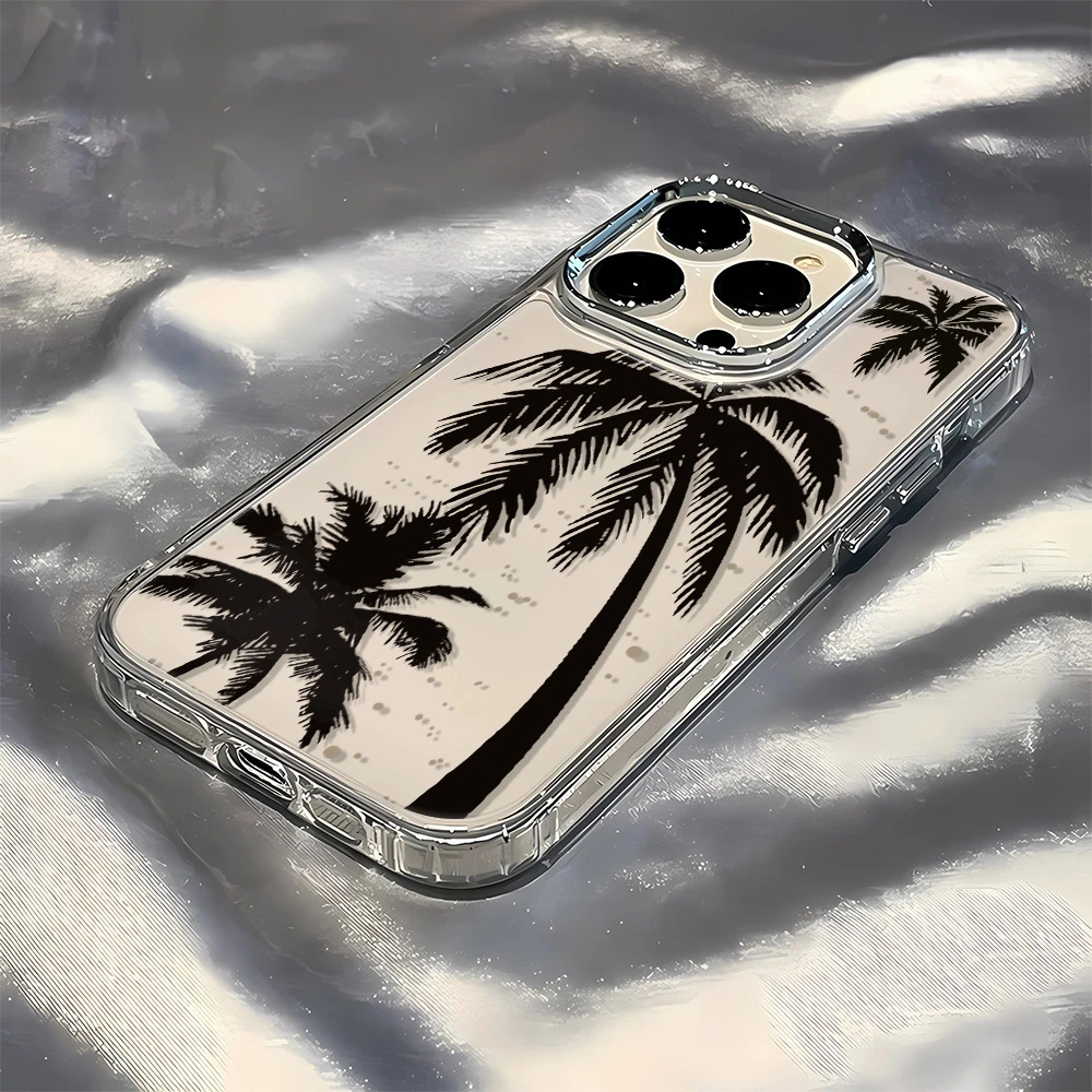 椰子树iPhone15/14手机壳12苹果13promax11金属按键太空壳