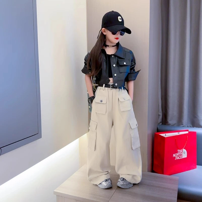 女童炸街短款皮衣外套2025秋季新款女孩洋气时髦机车服夹克衫百搭