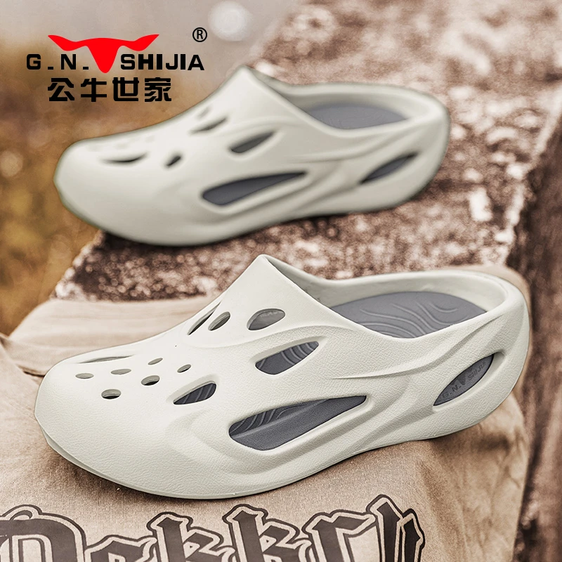 公牛世家男鞋2024夏季透气洞洞鞋男韩版潮流鞋子男士沙滩鞋鞋凉鞋