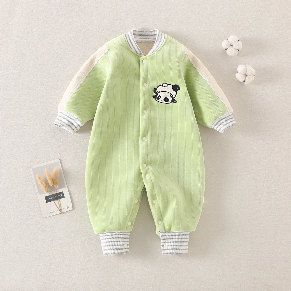 加绒婴儿连体衣秋冬保暖可爱新生儿爬爬服幼儿哈衣小宝宝冬季外衣