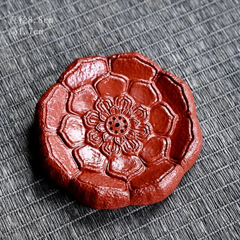 宜兴原矿紫砂壶 朱泥小莲花