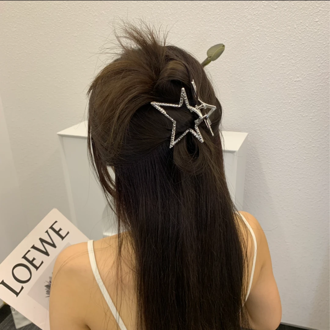 五金女孩金属五角后脑勺抓夹发卡网红发夹蝴蝶铜合金头饰发饰义乌