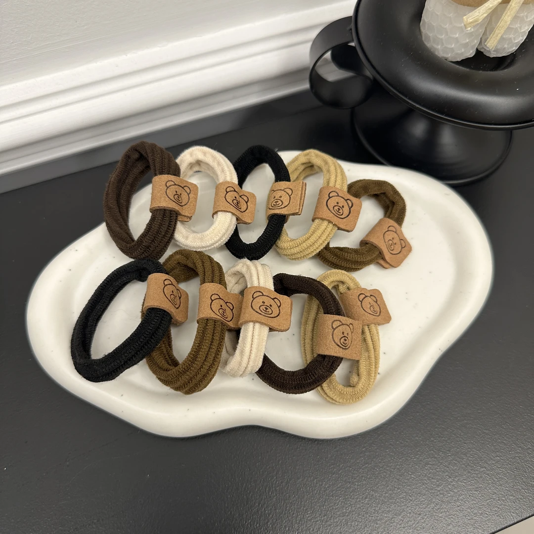 韩版简约成人针织高弹力小熊头绳加宽粗款耐用气质粗头绳diy发圈