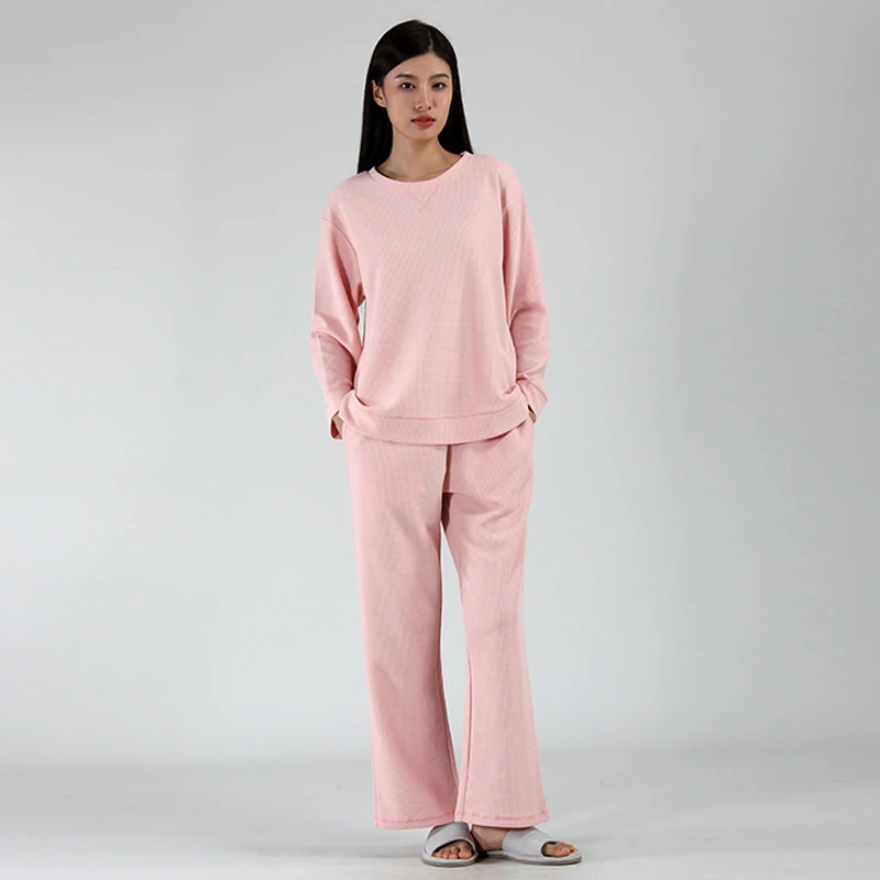 HITONE HOME情侣款华夫格居家家居套装运动睡衣舒适长袖家居服