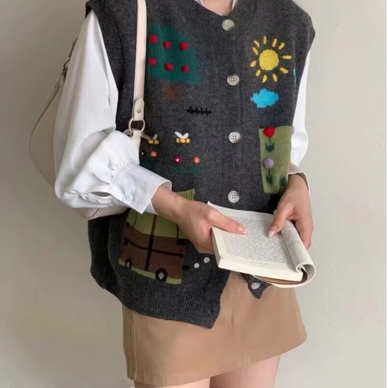 小城堡针织百搭灰色复古韩版网红春秋时尚马甲开衫马甲女款外穿