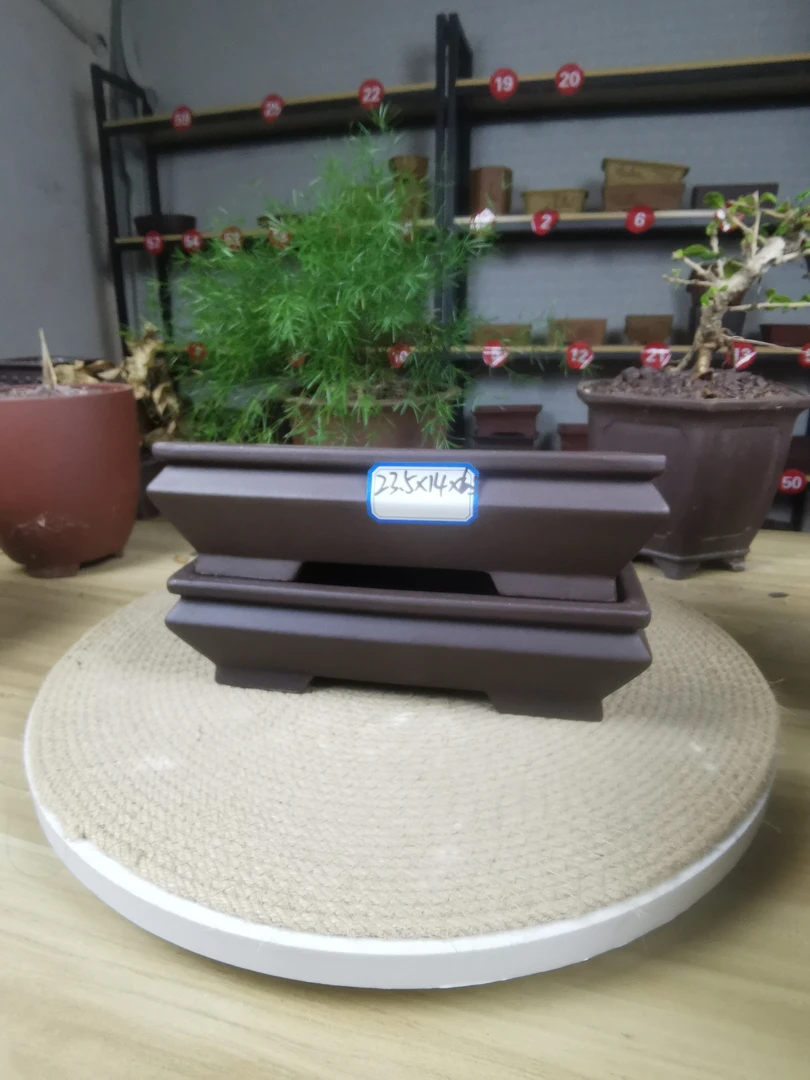 长方形素面造景盆景盆松柏老桩紫砂盆