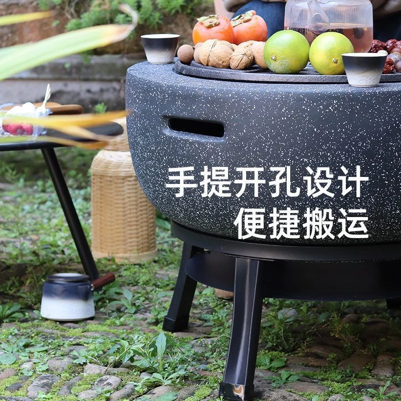 围炉户外煮茶烧烤炉子室内火盆火炉庭院木炭暖炉炭火家用轻便多用