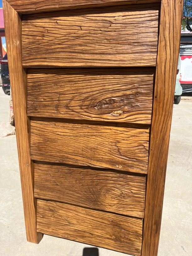 老榆木风化木五斗柜客厅简约五斗橱矮柜抽屉式