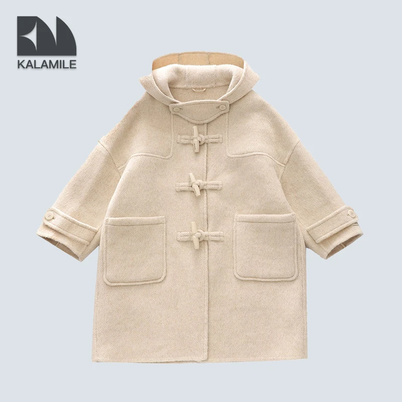 KALAMILE【小羊肖恩】儿童冬季百搭时尚长款加厚羊绒大衣H098