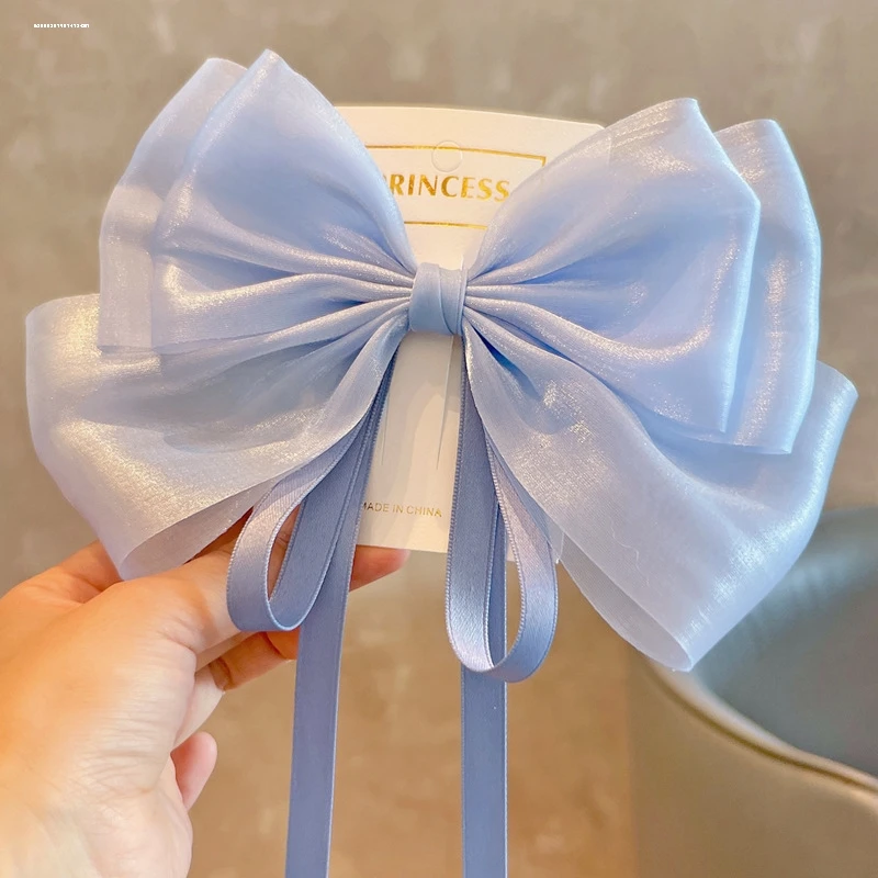 超仙大蝴蝶结飘带发夹女孩后脑勺半扎发头饰公主精致发卡发饰