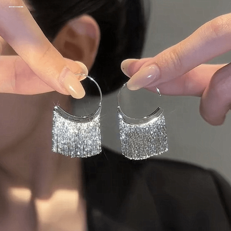 瀑布流苏耳环网红精致时尚夏季个性简约个性新款设计百搭潮女显白