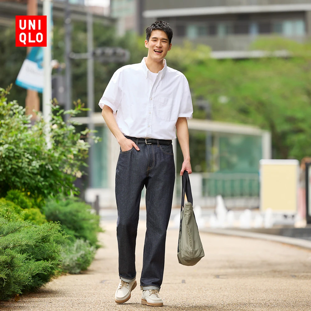 优衣库男装休闲直筒牛仔裤/原色产品赤耳丹宁457584 461582