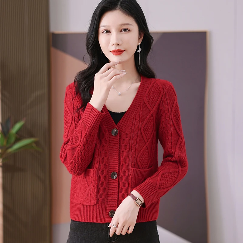 正品2025新款秋洋气显瘦针织毛衣外套女宽松配裙子开衫外搭时尚