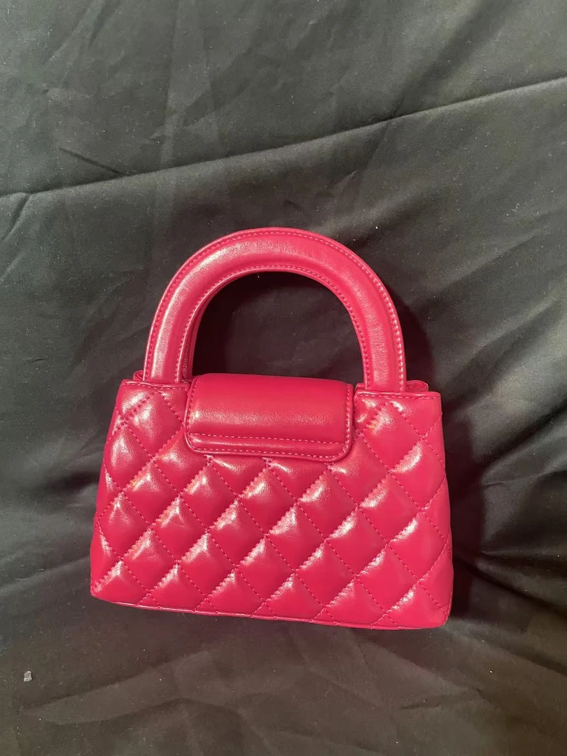 LQ-WITH-QUEEN真皮女包小手提10429玫红色