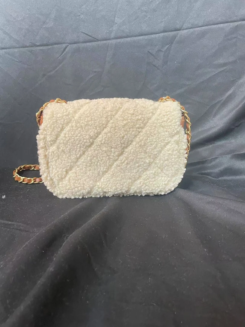 LQ-WITH-QUEEN真皮女包绒毛包焦糖色-小