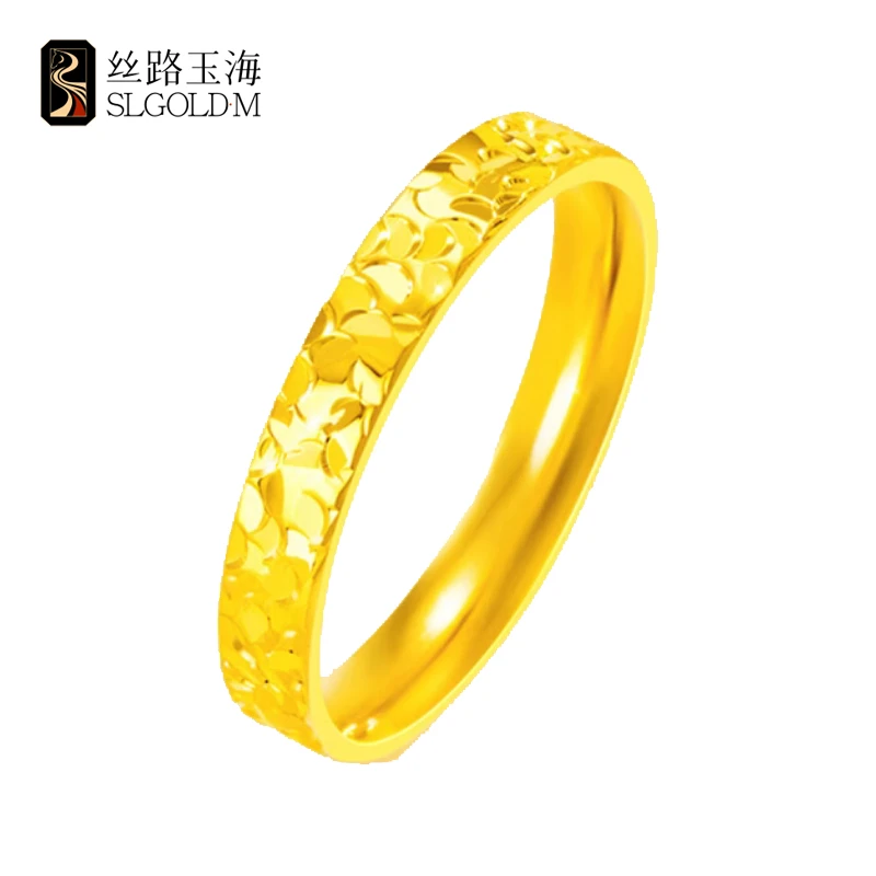 丝路玉海爆闪碎冰冰戒指足金999情侣结婚新款时尚男女款