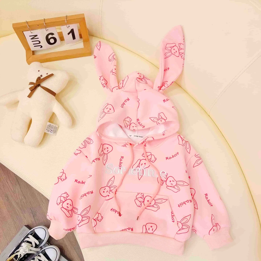 400新款儿童时尚洋气小兔子带帽卫衣 女童春秋百搭 休闲连帽卫衣