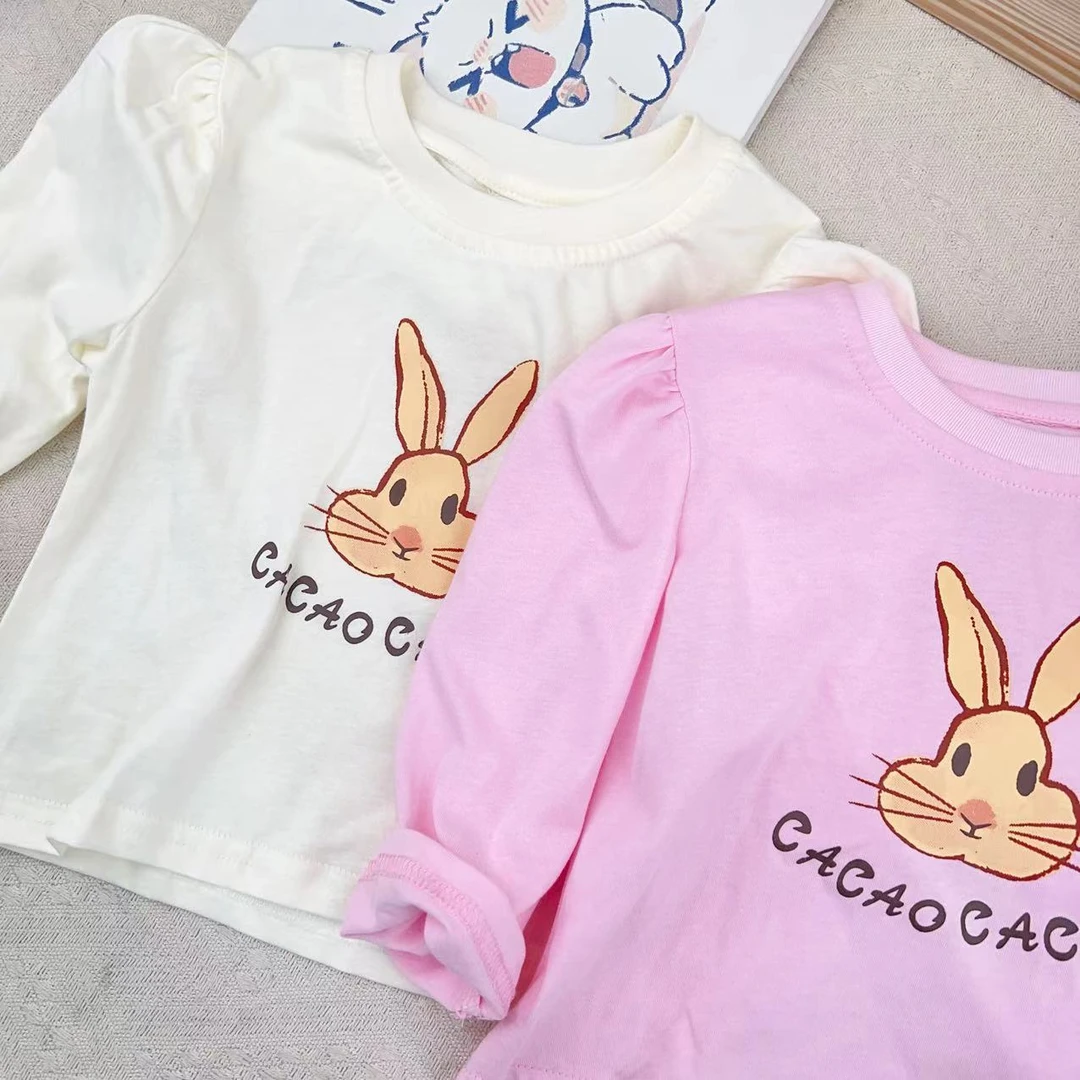 儿童春季新款洋气卡通印花小兔子T恤3702