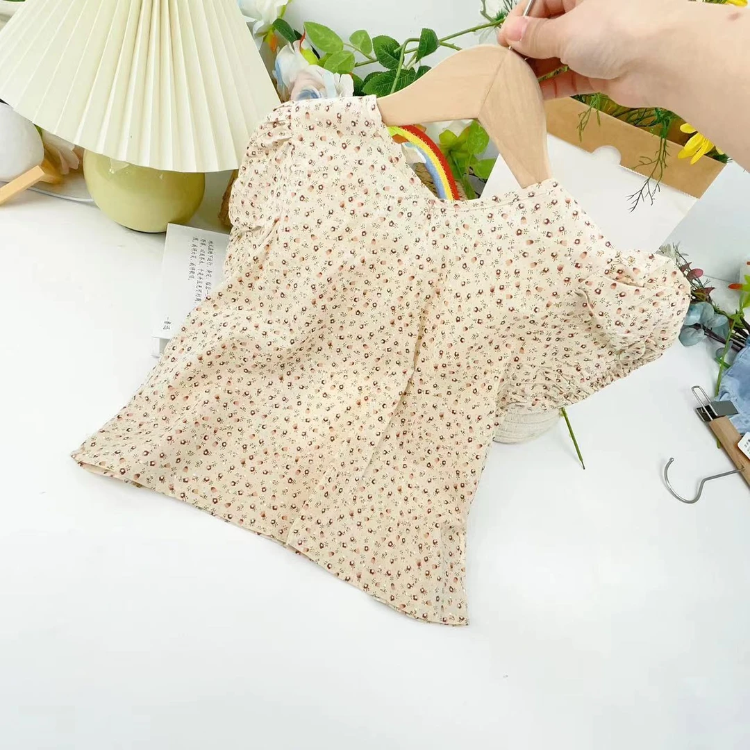 181小童夏季新款短袖碎花衬衫