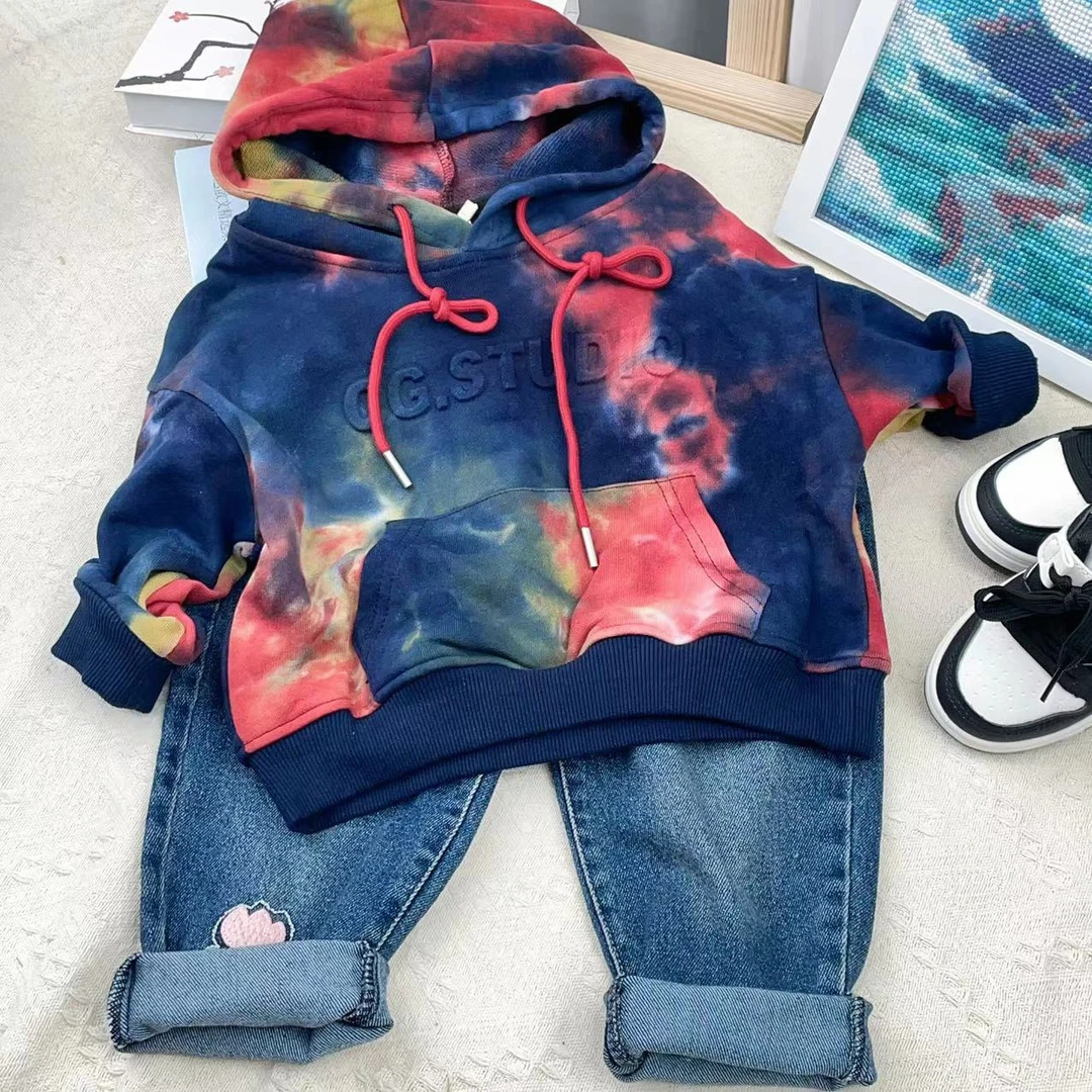 儿童长袖时尚洋气扎染卫衣    23663