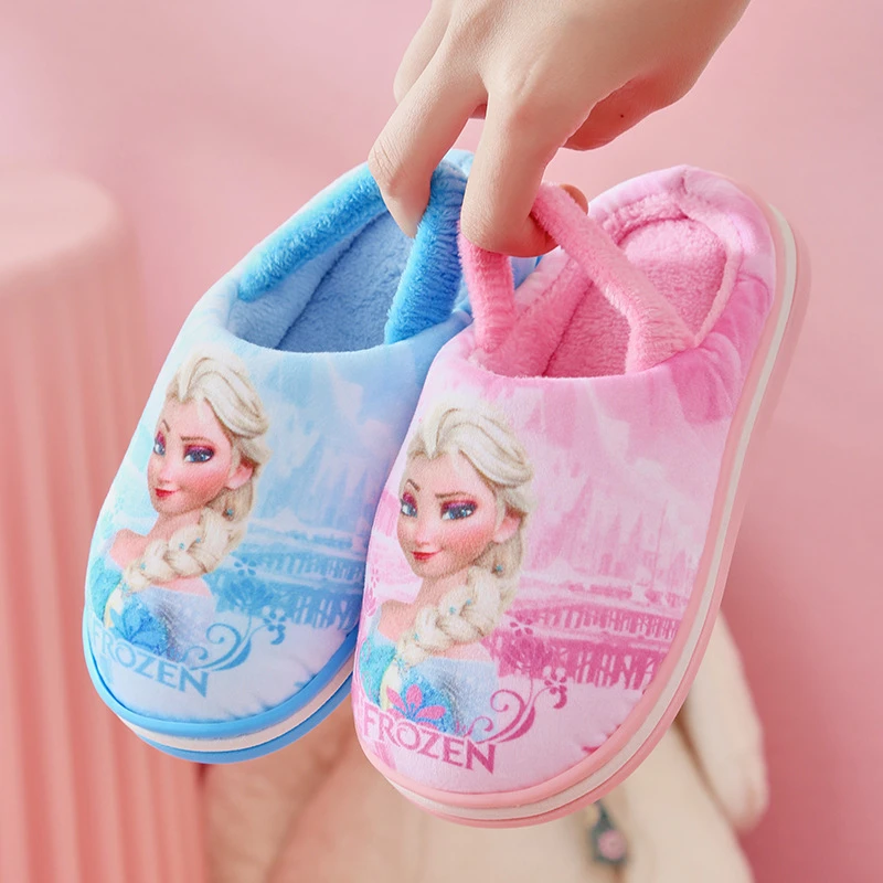 【断码捡漏】迪士尼秋冬季儿童棉拖鞋包跟女童加绒公主爱莎221630