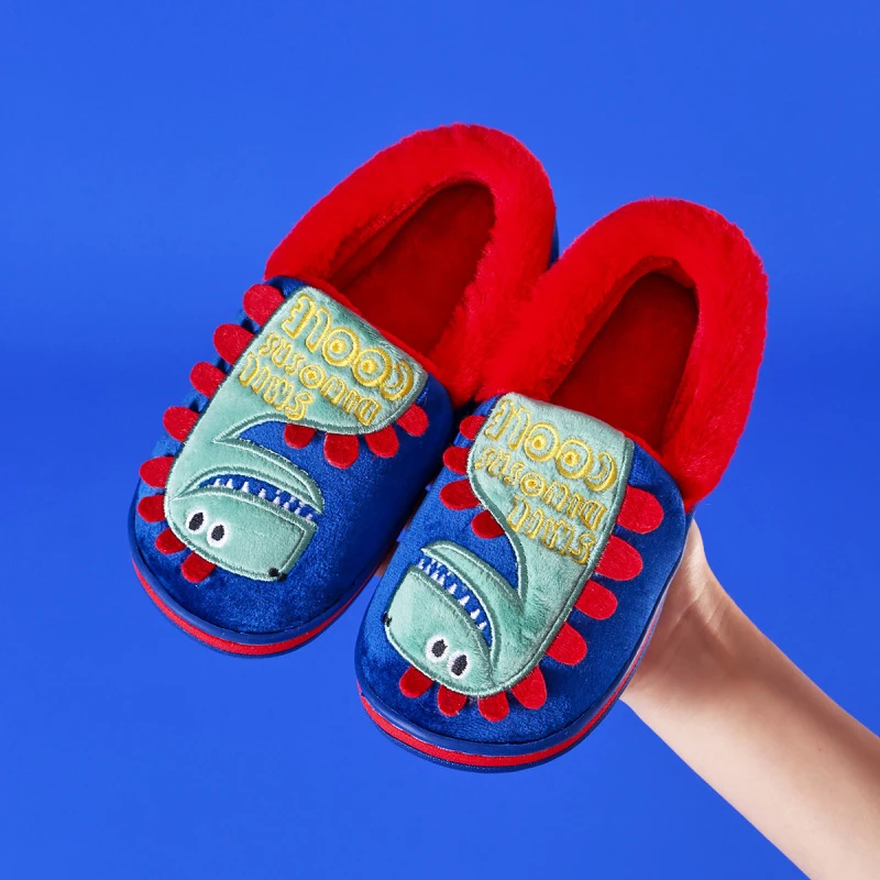 【断码捡漏】酷趣儿童棉拖鞋秋冬男童保暖包跟棉鞋防滑卡通恐龙3601