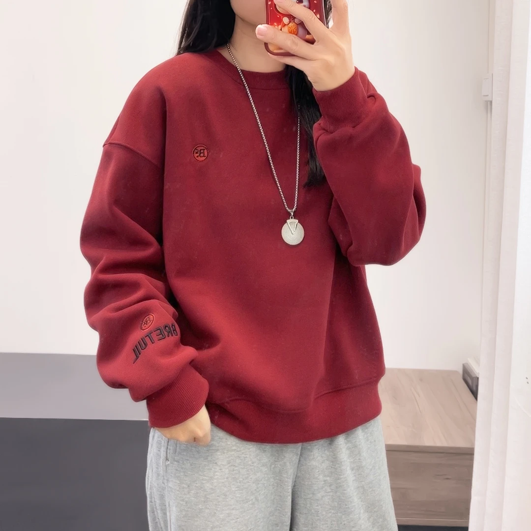 LB韩版休闲宽松字母刺绣长袖卫衣女春季新款DY3315