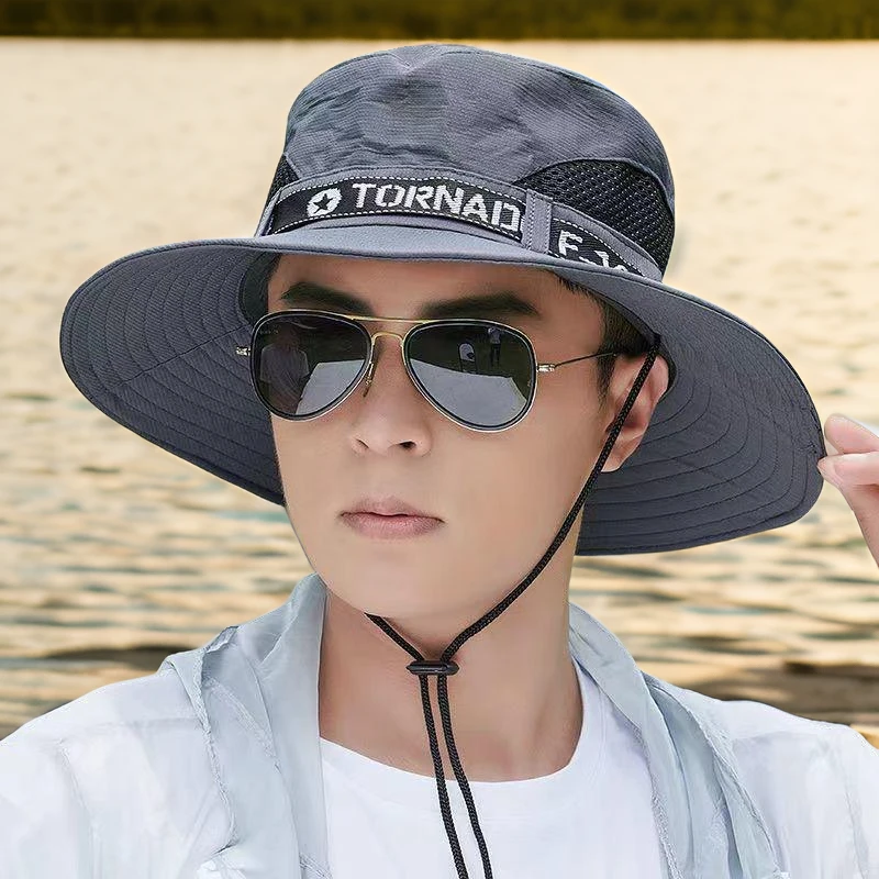 防紫外线透气登山帽夏天钓鱼帽男遮阳大帽檐户外