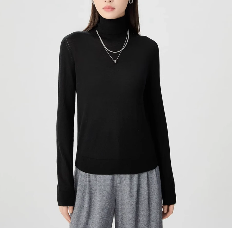 AMASS/阿玛施百搭纯色无缝高领针织打底衫5399777