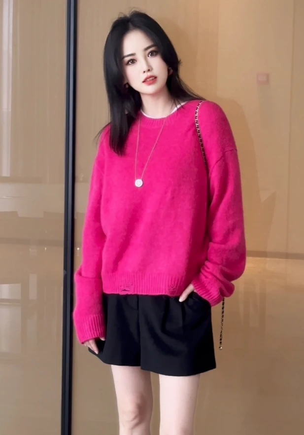 AMASS/阿玛施秋冬百搭宽松显瘦长袖针织毛衣5399761