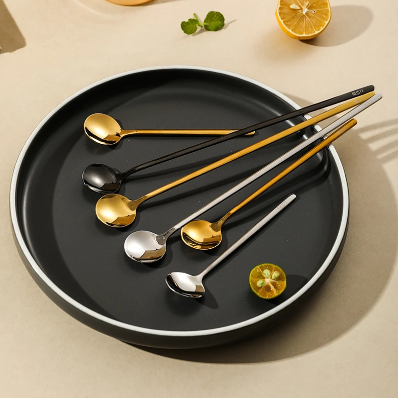 舍里304长柄咖啡韩式不锈钢勺子水果304不锈钢不锈钢餐勺