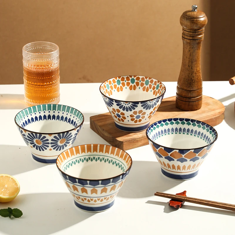 舍里波西米亚饭碗家用陶瓷米饭碗辅食斗笠碗高脚碗面碗沙拉碗防烫