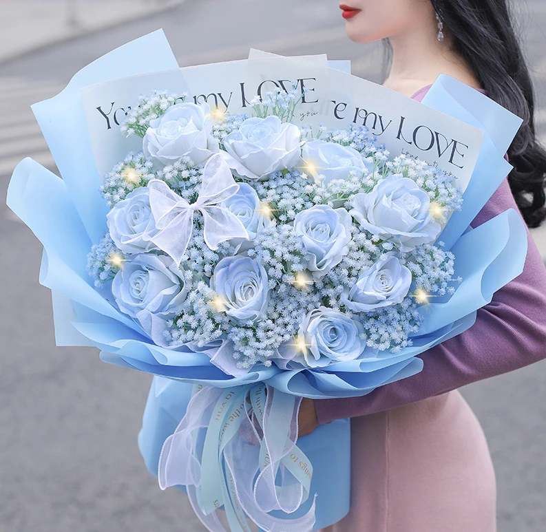 【送她星辰和大海】11枝碎冰蓝玫瑰花·女生礼物推荐·同城鲜花店安排