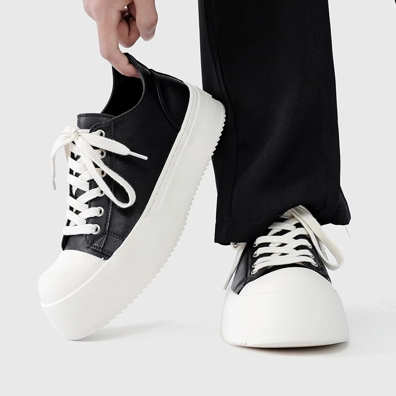 黑色通勤休闲板鞋男女情侣增高德比鞋百搭风大头皮鞋潮流德比鞋