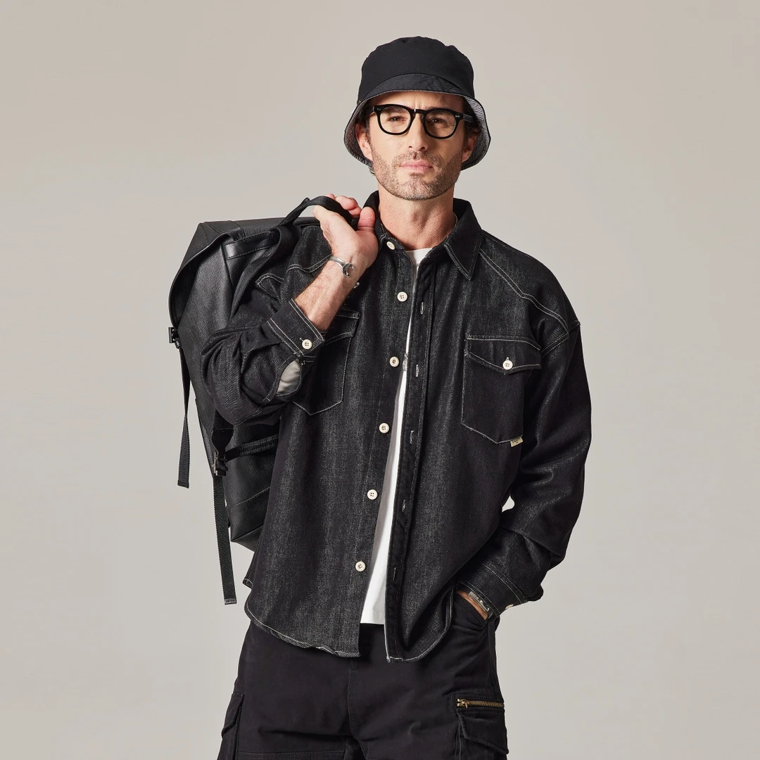 6055男士宽松百搭水洗潮流秋季时尚翻领复古美式休闲街头长袖衬衫