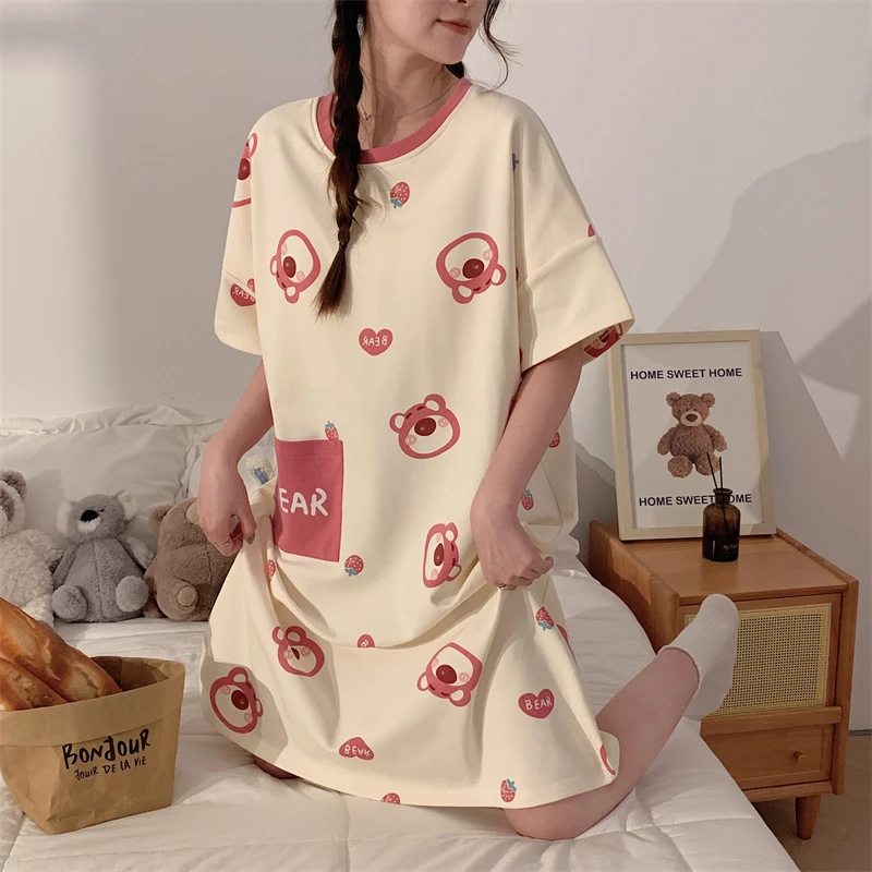 少女风睡裙女夏季薄款2025新款可爱学生党短袖睡衣孕妇大码家居服