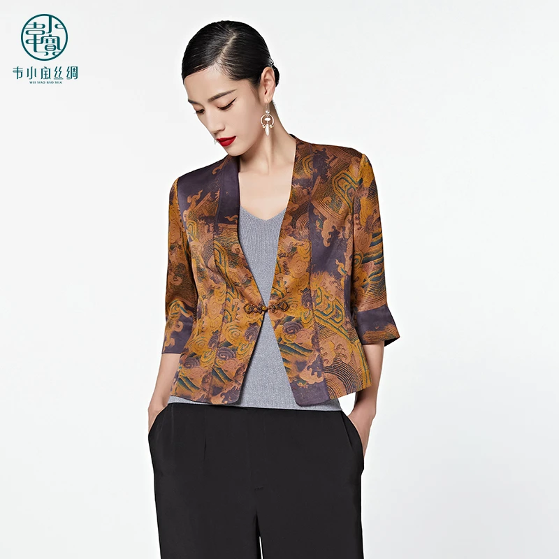 韦小宝香云纱短款外套莨绸复古七分袖女短外套2121114474