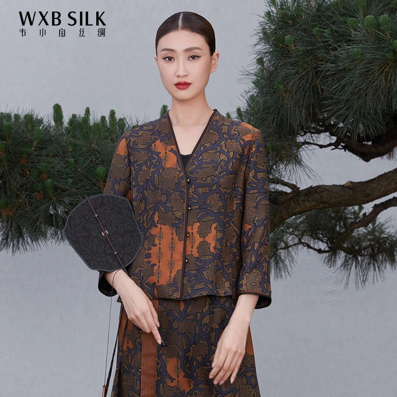 韦小宝春秋常规开衫上衣长袖印花时尚气质中年女士外套2131114013