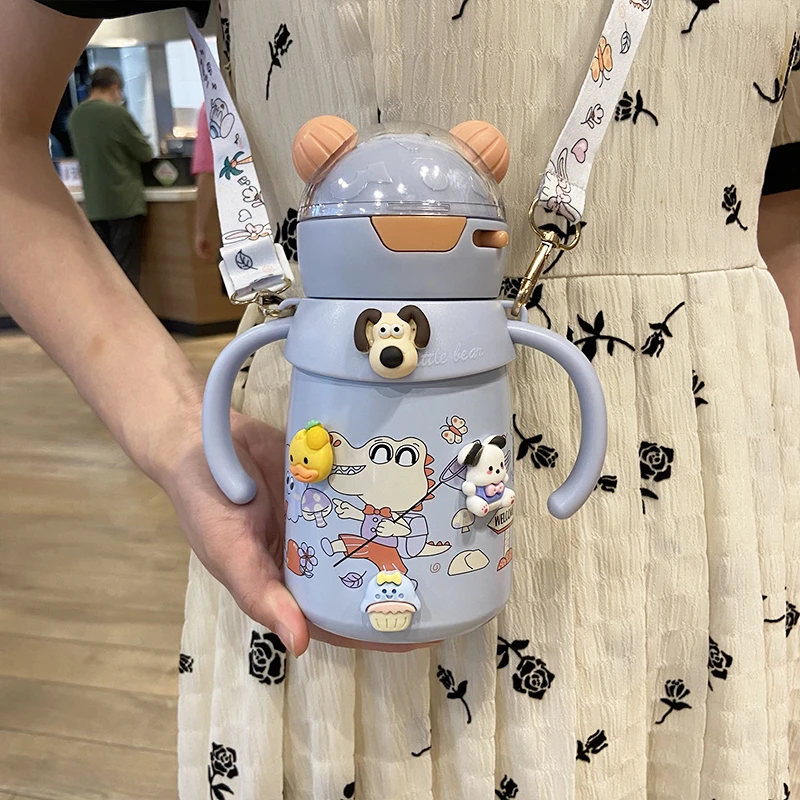 吸管保温杯幼儿园宝宝上学专用316不锈钢手柄水杯一岁以上泡奶壶