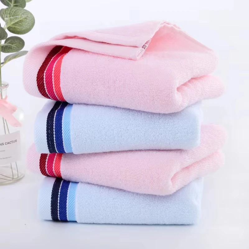 纯棉彩虹条成人毛巾34*72