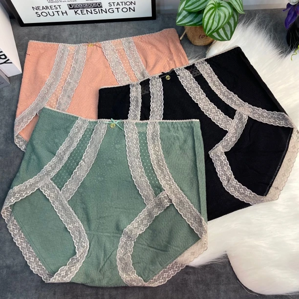 彩研香秋冬新款蕾丝拼接时尚大码高腰女士亲肤舒适内裤